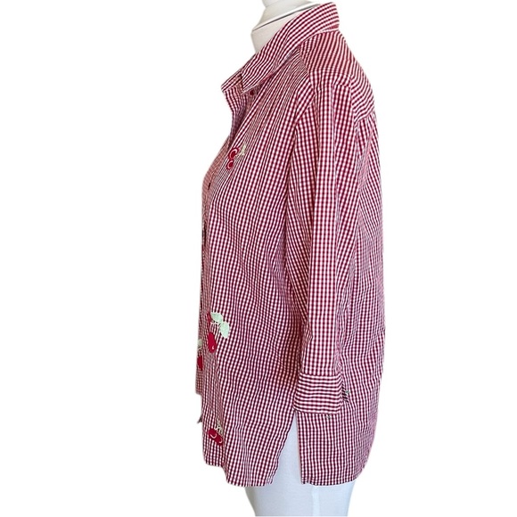 Alison Daley Red Gingham Cherry Blouse Size 8P - Picture 5 of 10